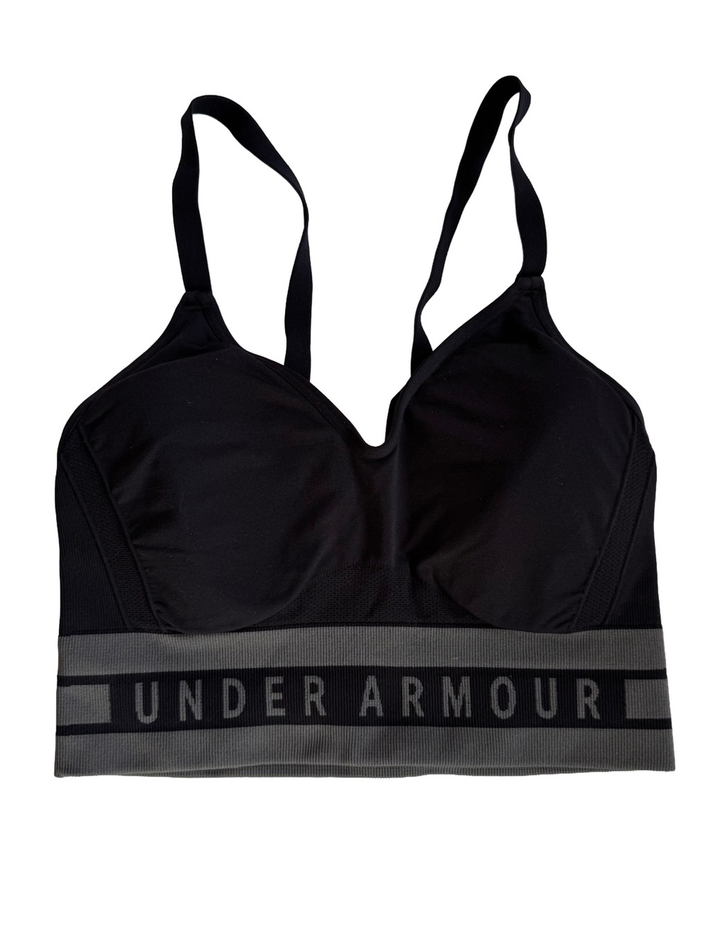 Under Armour Black Seamless Light-Support Compression Bra with Gray Branded Band